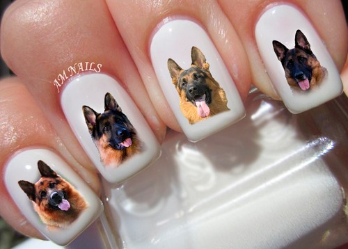 German shepard nail art - shepard,