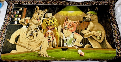 Dogs shooting pool tapestry - shooting,